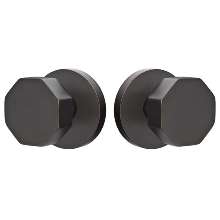 EMTEK Solid Brass Octagon Door Knob Set With Disk Rosette (Several Finishes)