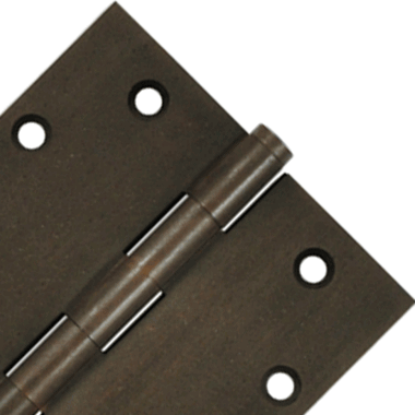 4 1/2 Inch X 4 1/2 Inch Solid Brass Hinge Interchangeable Finials (Square Corner, Bronze Rust Finish) DELTANA