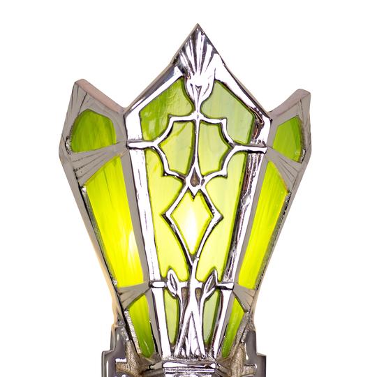 14 Inch Classic Art Deco Stained Glass Deco Green Shade Wall Sconce LUMEN ARIA
