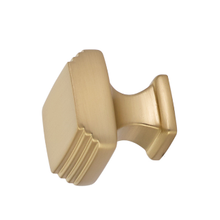 Emtek 1 1/4 Inch Solid Brass Art Deco Knob (Satin Brass Finish) EMTEK