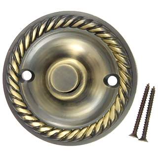 2 1/3 Inch Diameter Solid Brass Doorbell Button (Antique Brass Finish) DELTANA