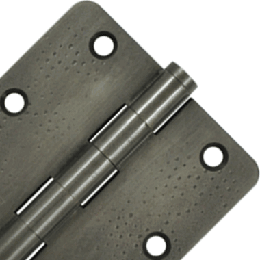 3 1/2 Inch X 3 1/2 Inch Solid Brass Hinge Interchangeable Finials (1/4" Radius Corner, White Bronze Dark Finish) DELTANA